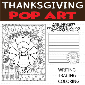Thanksgiving activities coloring pages popart writing turkey autumn tracing