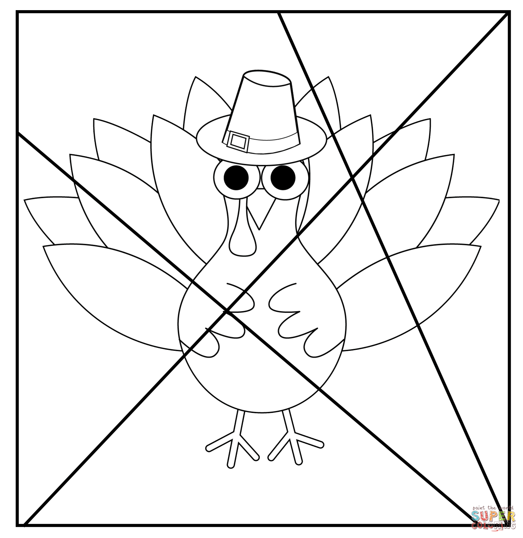 Fill thanksgiving turkey with your own pop art patterns coloring page free printable coloring pages