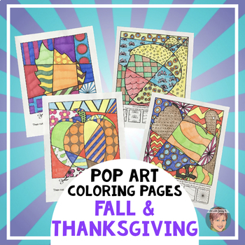 Pop art thanksgiving coloring pages writing activity by art with jenny k