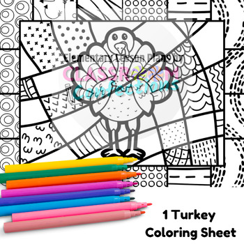 Thanksgiving turkey coloring page fun fall pop art coloring activity sheet