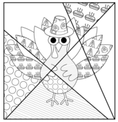 Fill and color thanksgiving turkey with pop art patterns coloring page free printable coloring pages