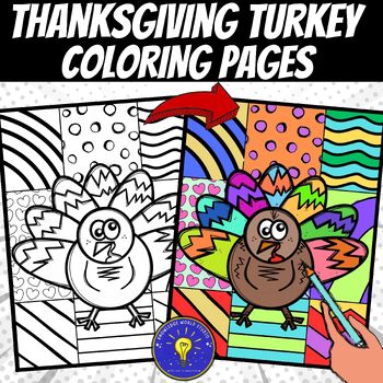 Thanksgiving turkey coloring pages pop art inspired coloring sheets made by teachers