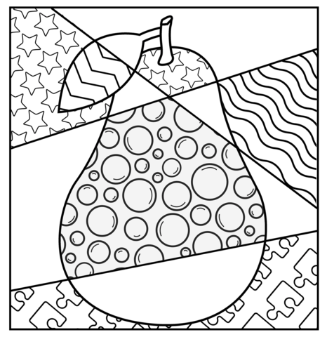 Pear pop art coloring page free printable coloring pages