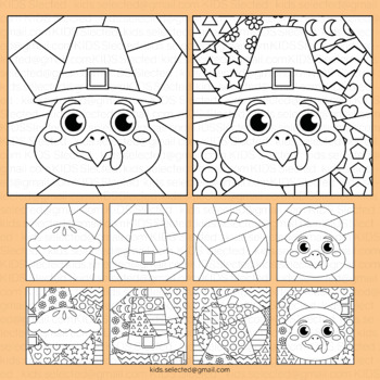 Thanksgiving craft pop art coloring activities shape math turkey bulletin board