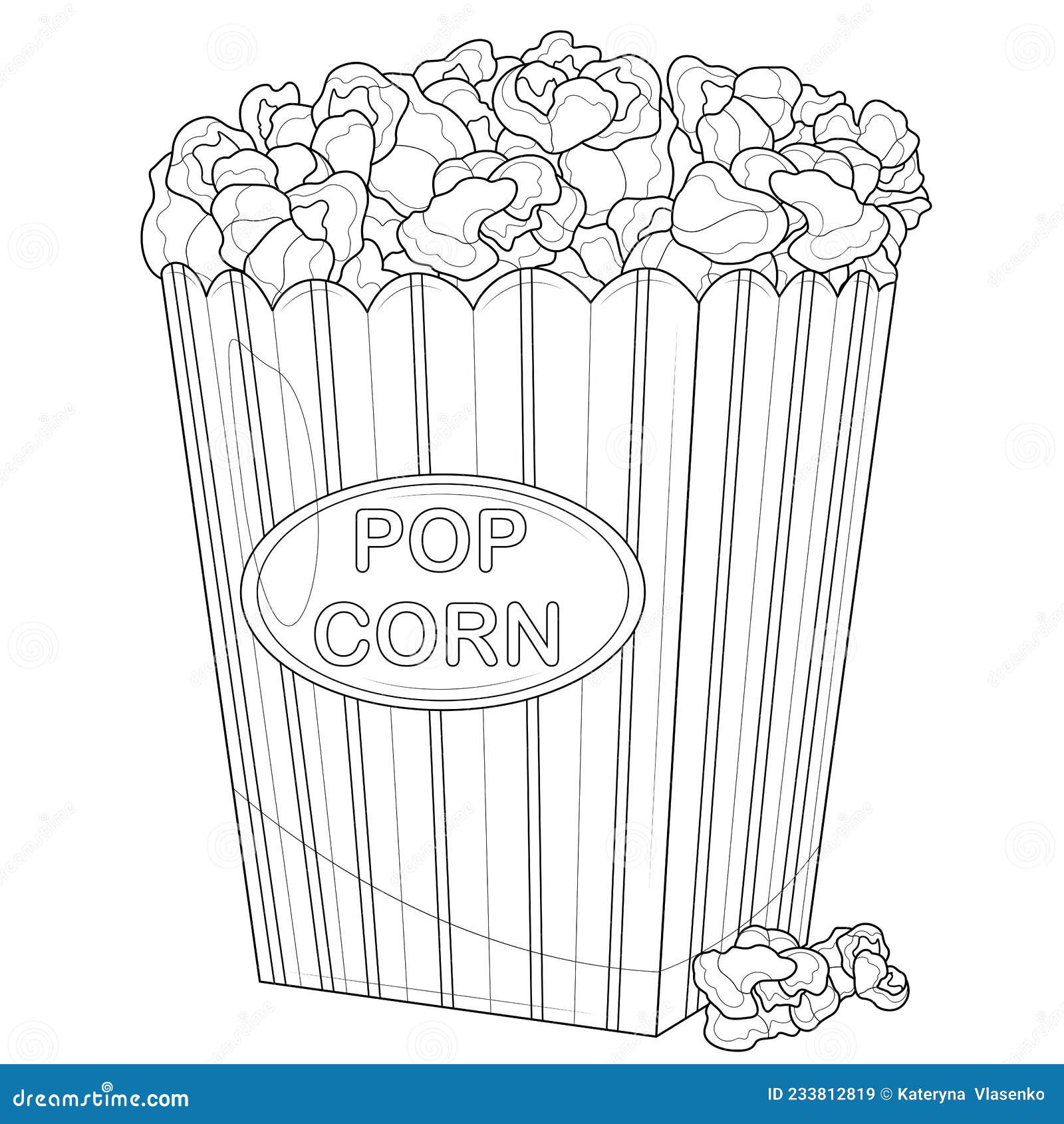 Popcorn in a boxcoloring book antistress for children and adults illustration isolated on white background stock vector
