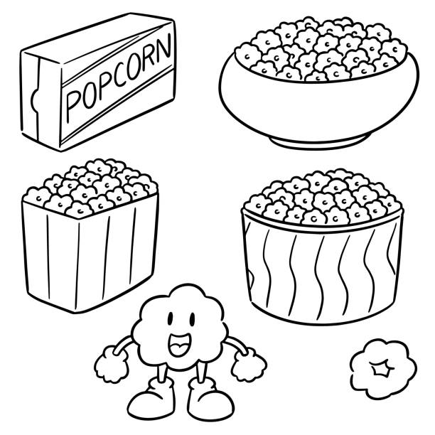 Drawing of the popcorn box stock illustrations royalty