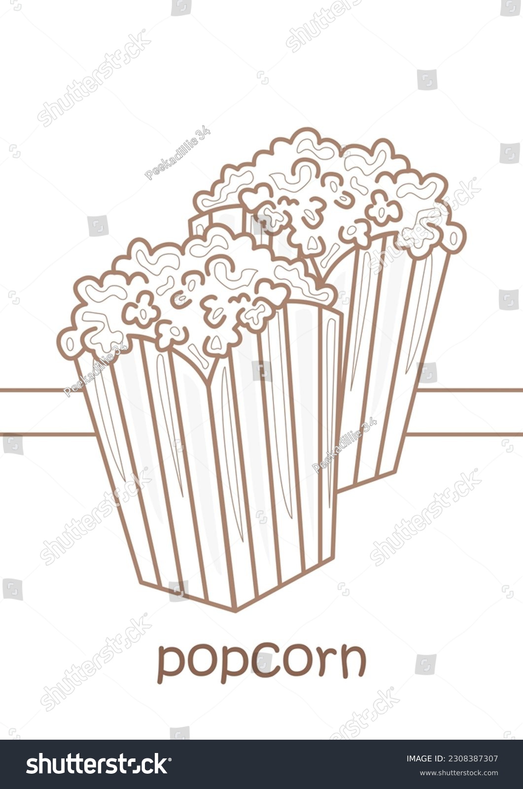 Alphabet p popcorn vocabulary school coloring stock illustration