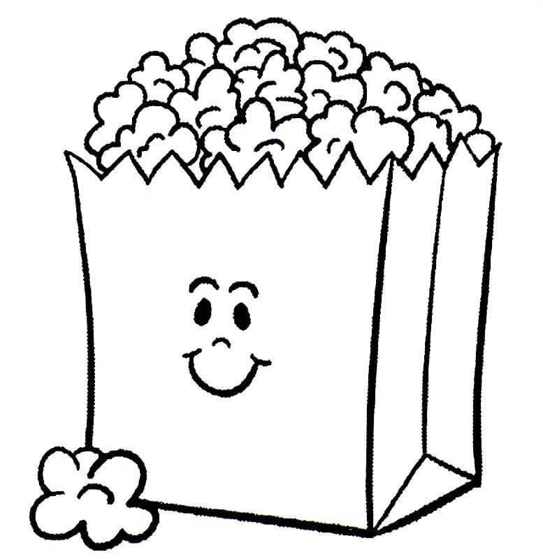 Cute popcorn coloring page
