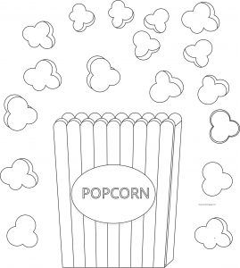 Popcorn and box coloring page