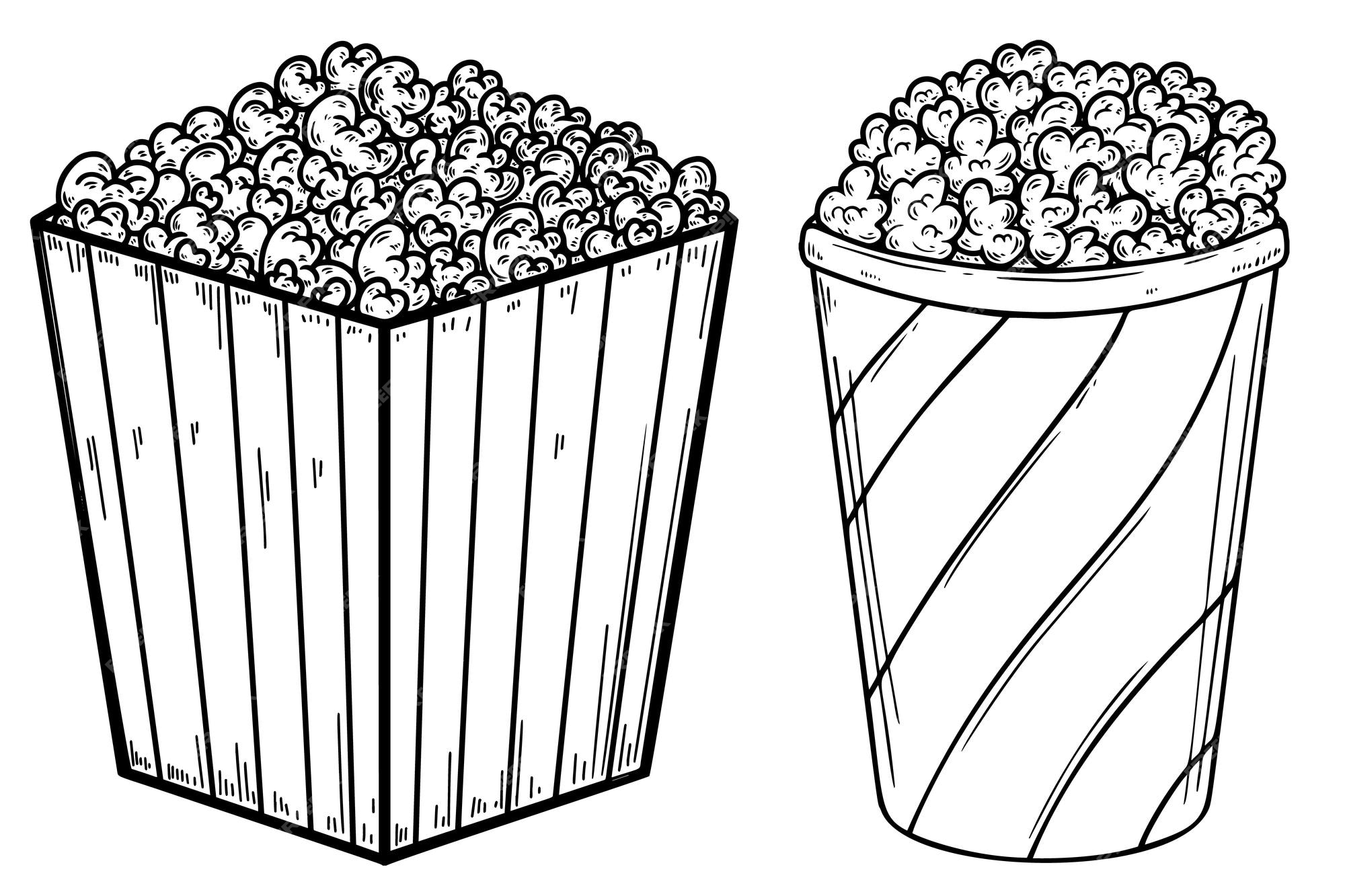 Premium vector set of illustration of popcorn boxes in engraving style design element for logo label sign poster t shirt vector illustration