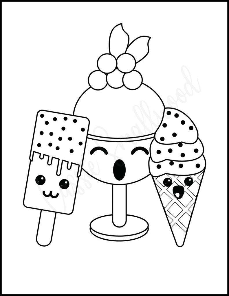 Cute ice cream coloring pages