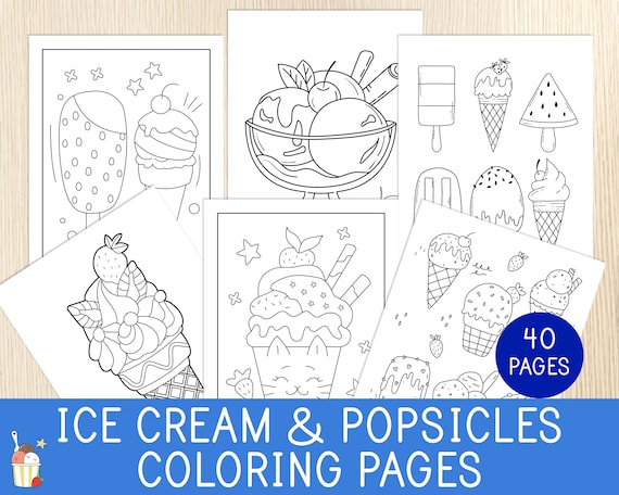 Ice cream and popsicles coloring pages sheets summer activity summer party preschool kindergarten primary school homeschool download now