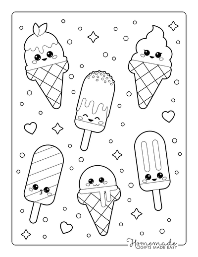 Ice cream coloring pages for kids adults