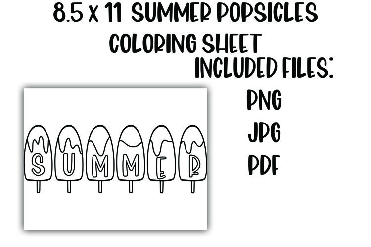 Summer popsicle kids coloring sheet