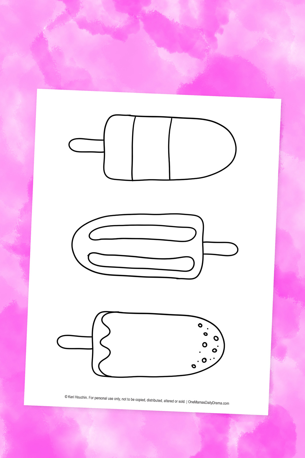 Printable summer popsicle coloring page