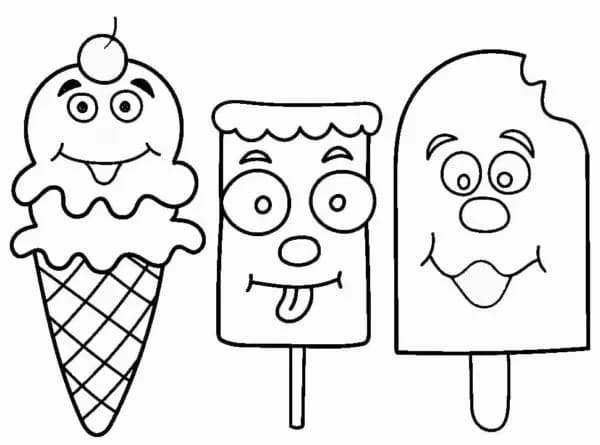 Cartoon ice cream coloring page