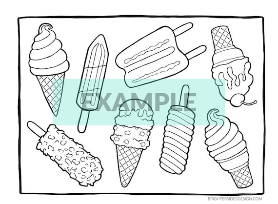 Ice cream coloring page summer dessert coloring pages popsicles cute food kids coloring activity