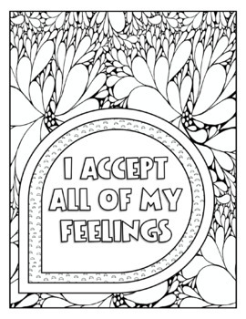 Positive thinking and affirmation coloring pages for a fort kit or grief box