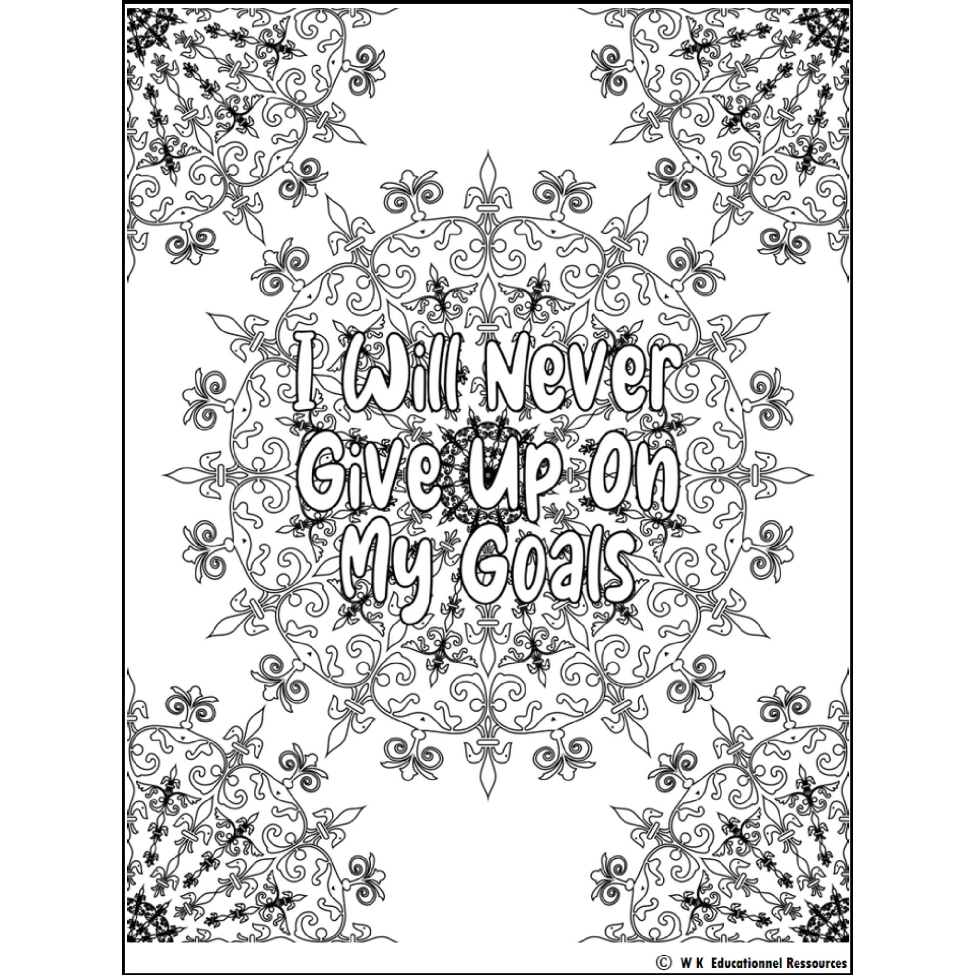 Coloring pages mandala positive affirmation social emotional control relaxation made by teachers