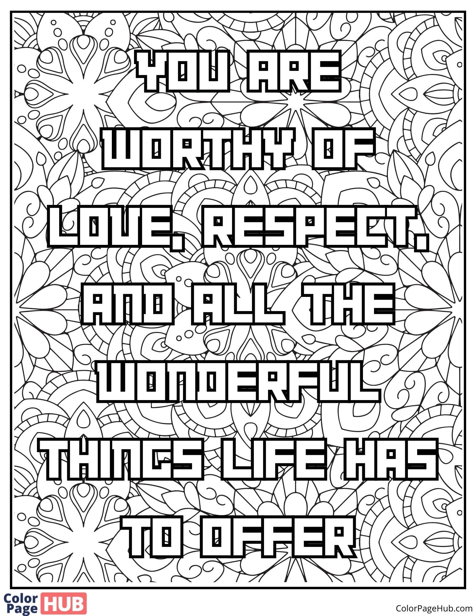 Affirmations coloring pages printable and free