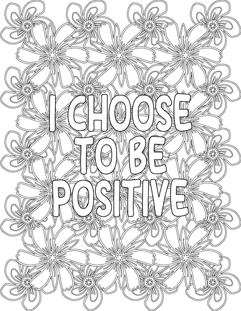 Premium vector positive affirmation coloring sheet floral coloring pages for selfcare for kids and adults