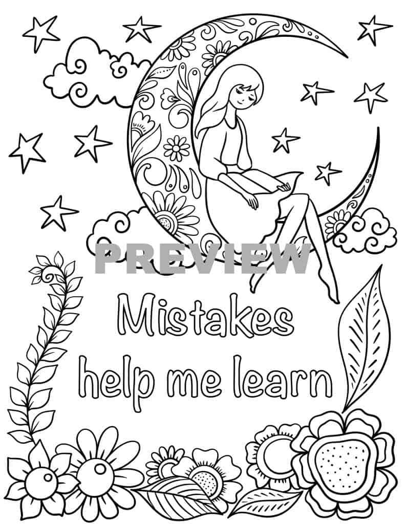 Positive affirmations colouring pages for kids