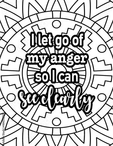 Motivational and inspirational mandala coloring pages for adults kids printable affirmation quote illustration