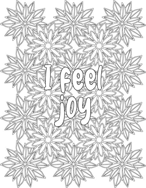 Premium vector positive affirmation coloring pages floral coloring sheet for mindfulness and stressfree for kids