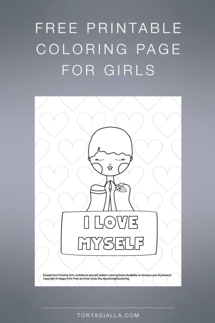 Printable coloring page for girls positive girls coloring book