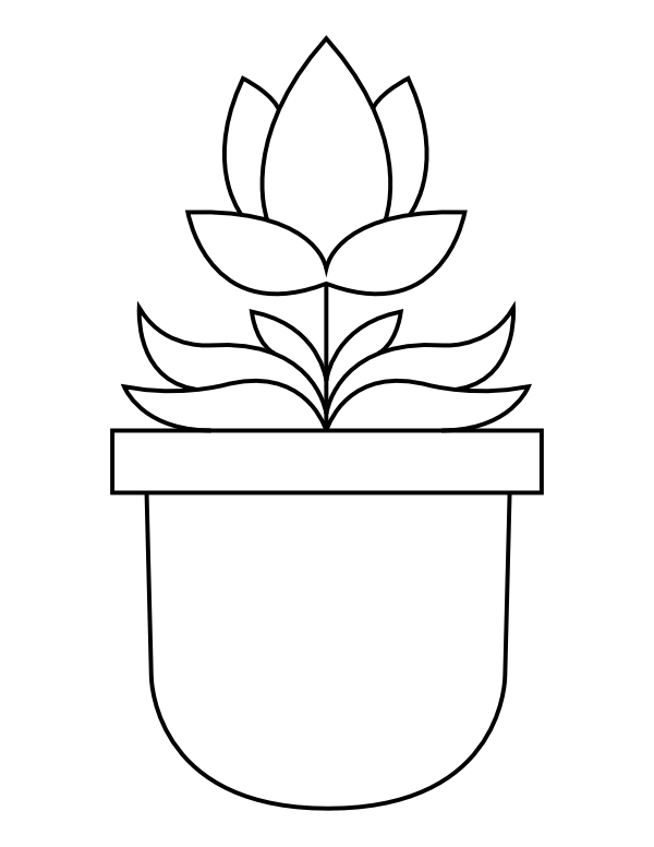 Printable flower in pot coloring page