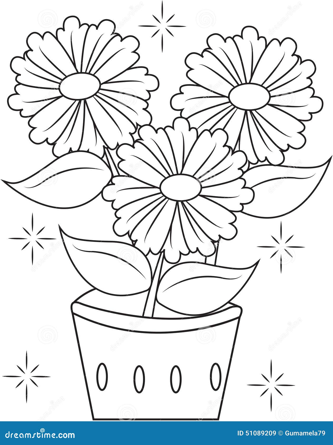 Flower pot coloring page stock illustration illustration of contour