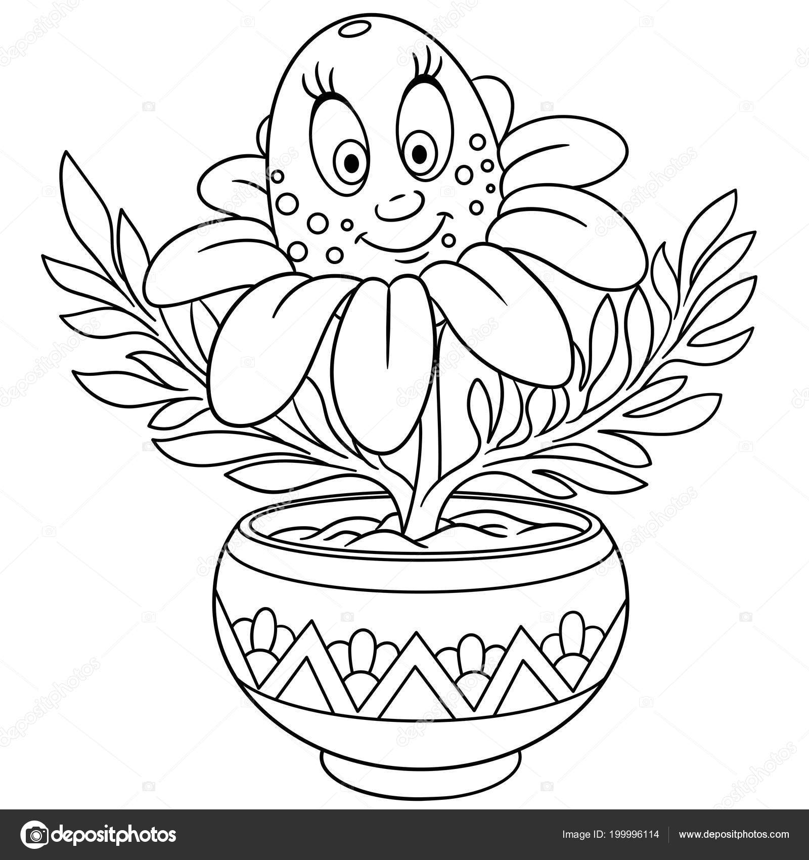 Daisy chamomile flower pot coloring page colouring picture coloring book stock vector by sybirko