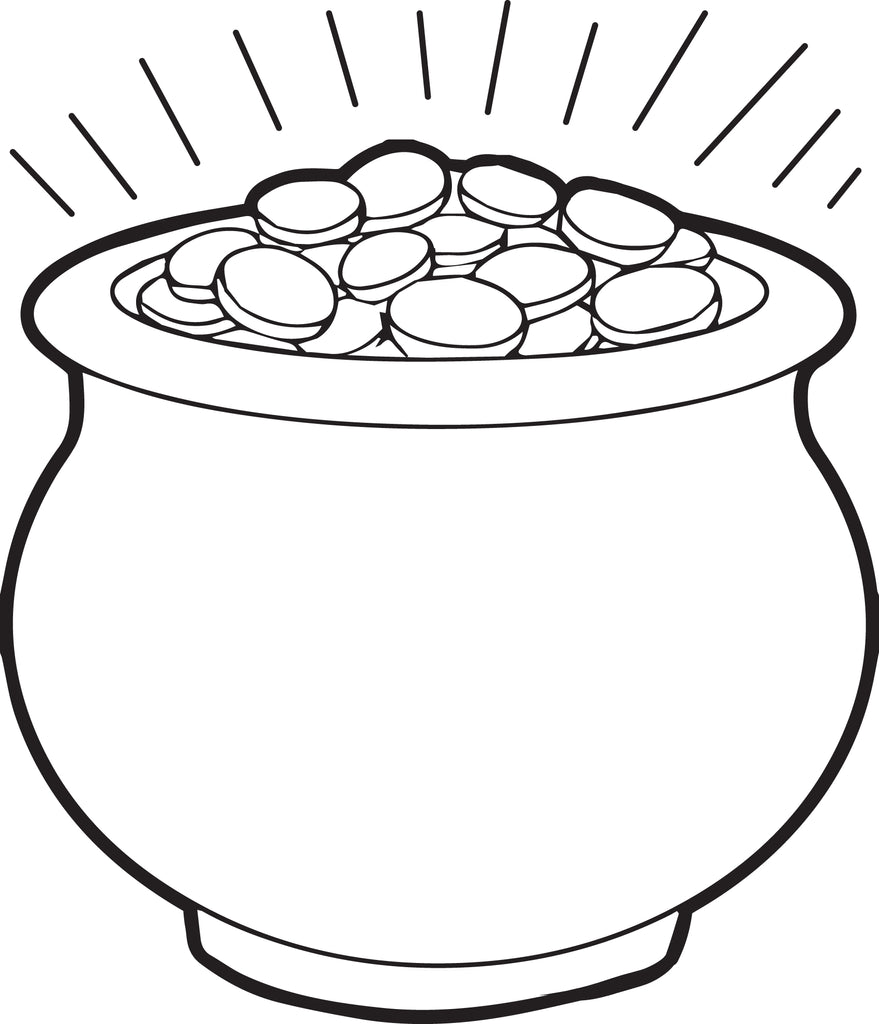Printable pot of gold coloring page for kids â