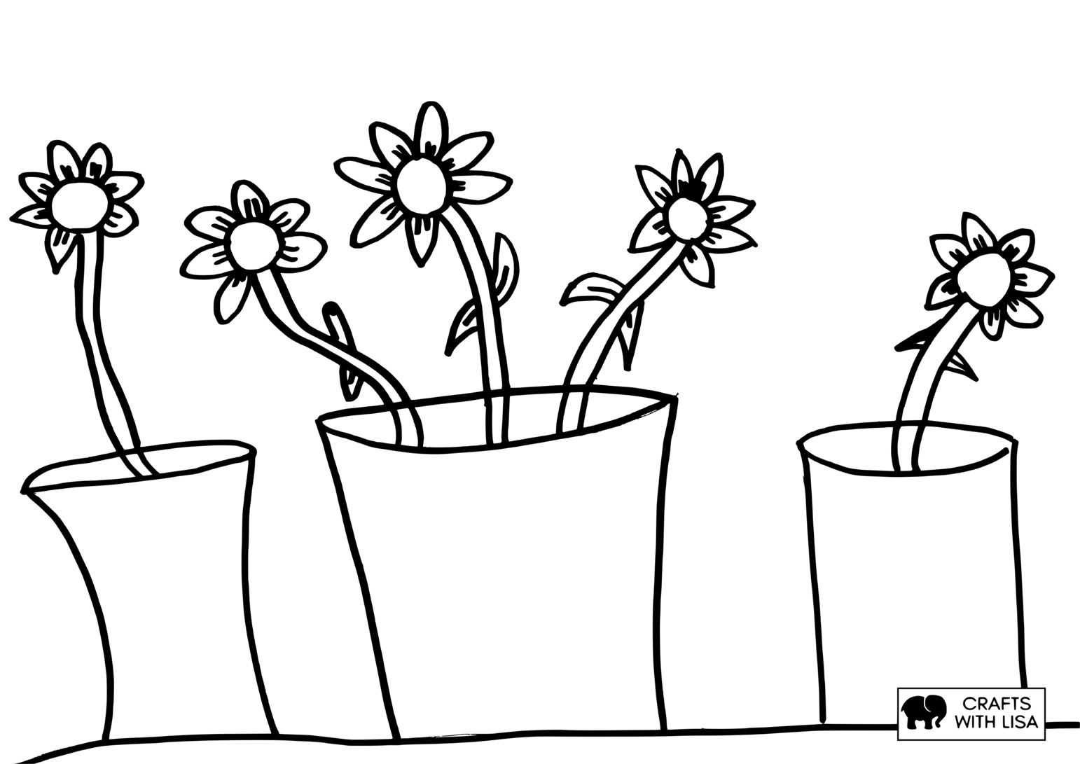 Flower in pots coloring page