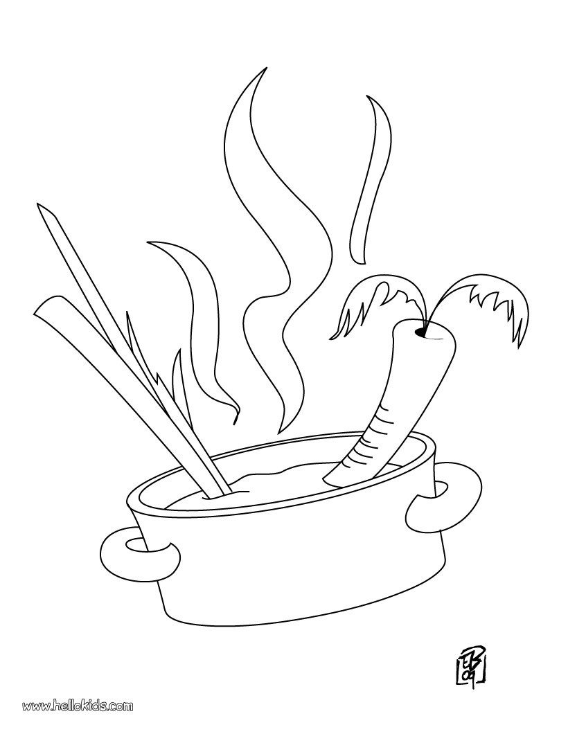 Cooking pot coloring pages