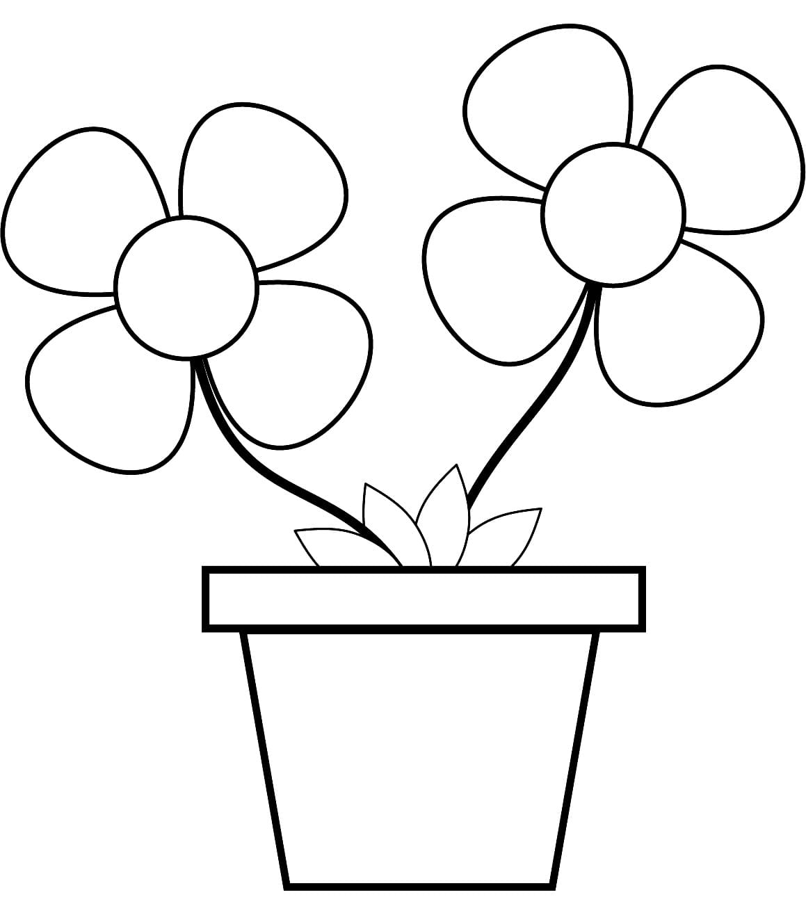 Printable lovely flower pot coloring page