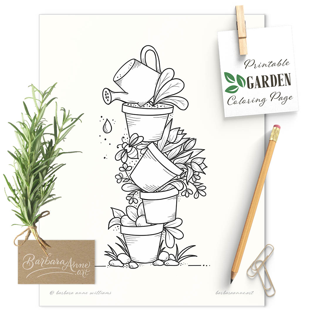 Flowerpot stack coloring page barbara anne