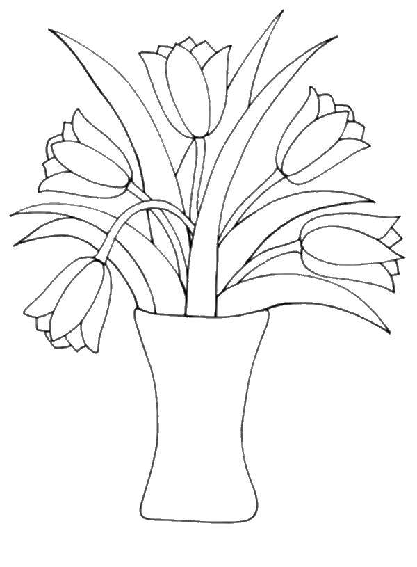 Coloring pages tulip flower pot coloring pages
