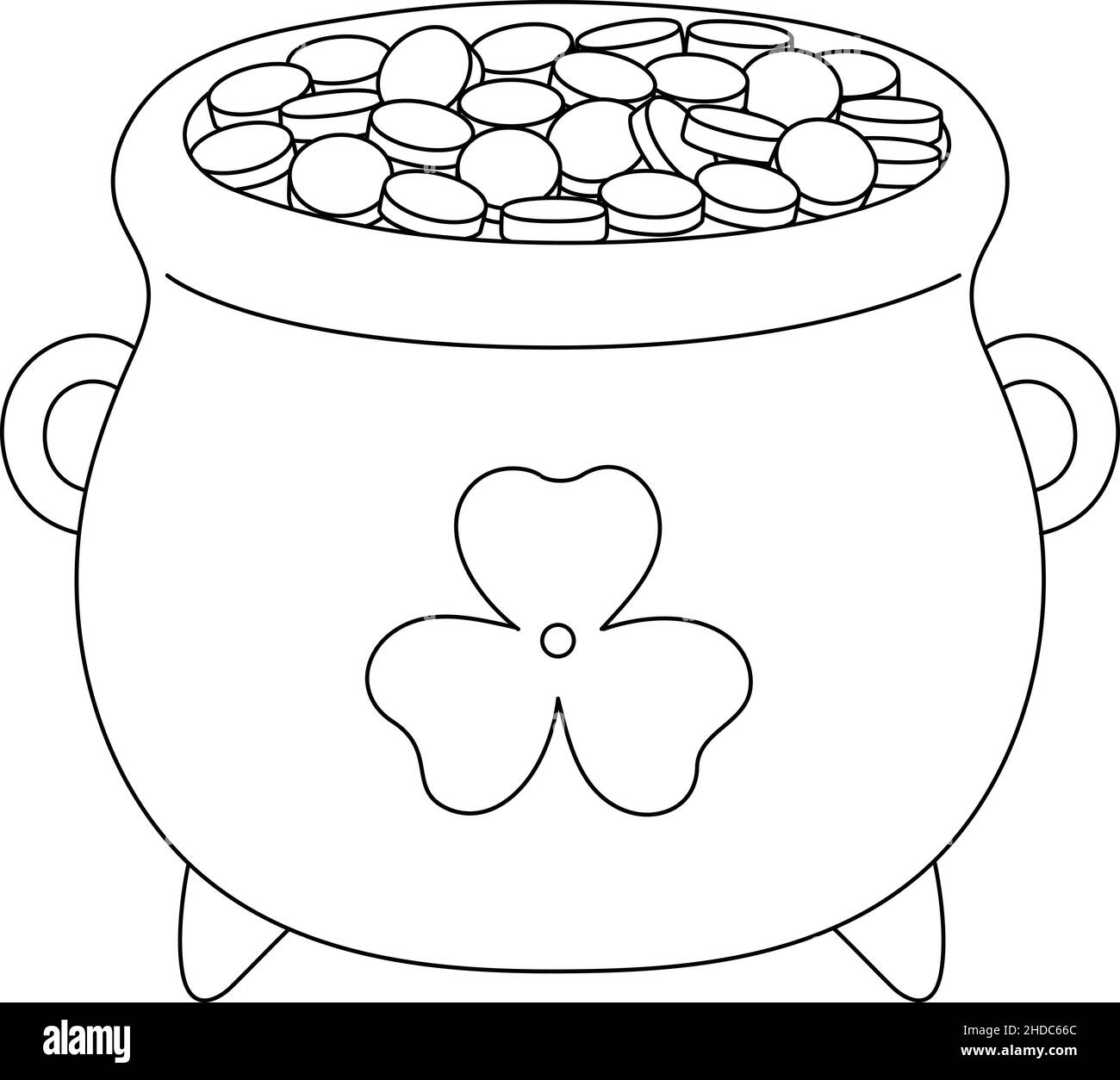 St patricks day pot gold coloring page for kids stock vector image art