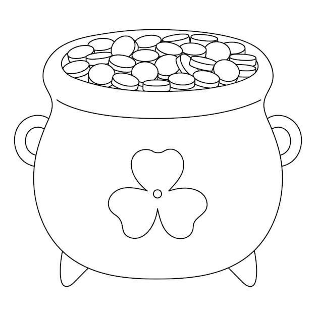 Premium vector a cute and funny coloring page of a st patrick day pot of gold provides hours of coloring fun for children to color this page is very easy suitable