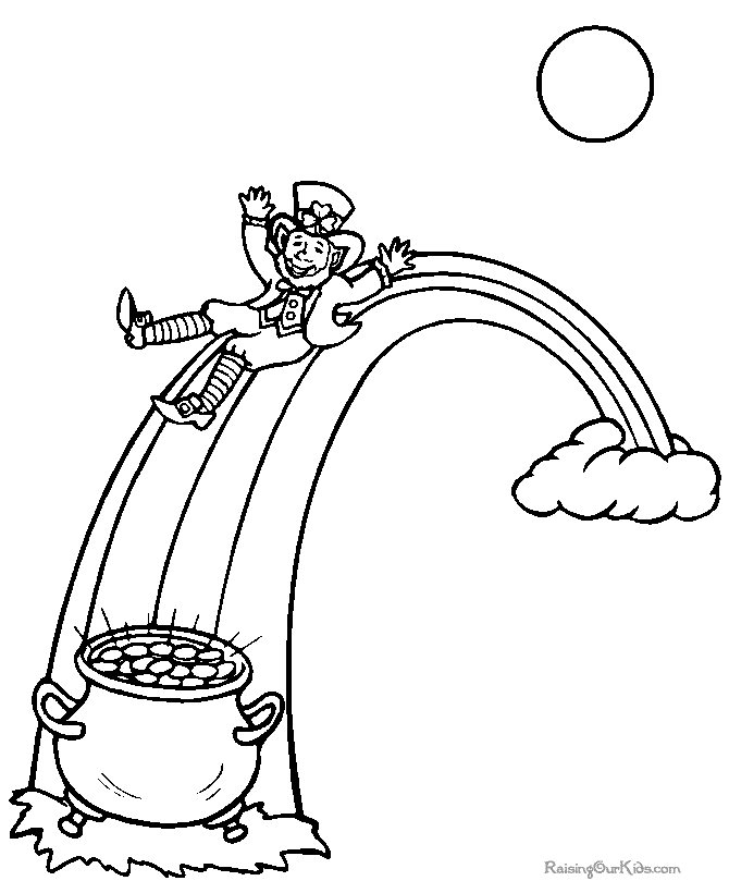 Pot of gold and rainbow coloring page