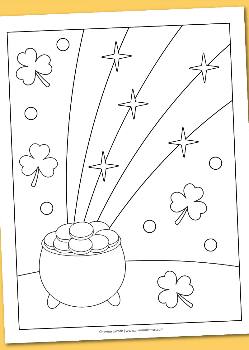 Printable pot of gold coloring page