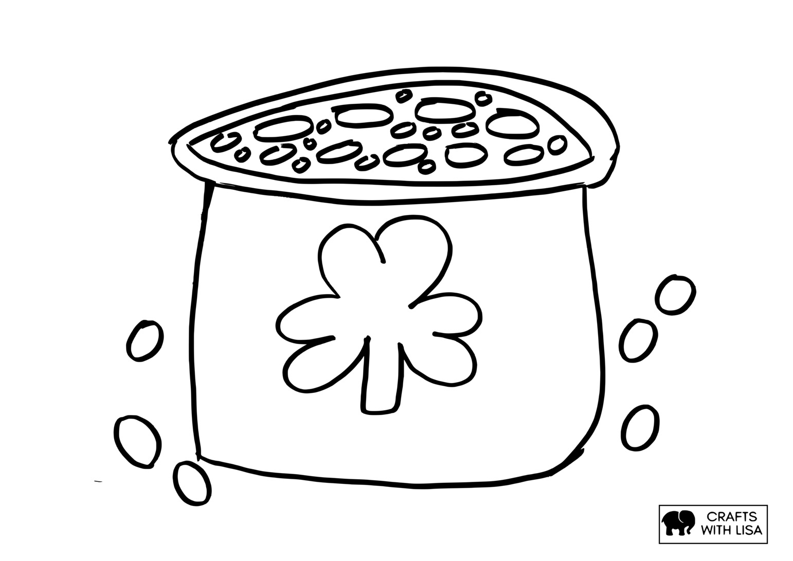 St patricks day pot of gold coloring page