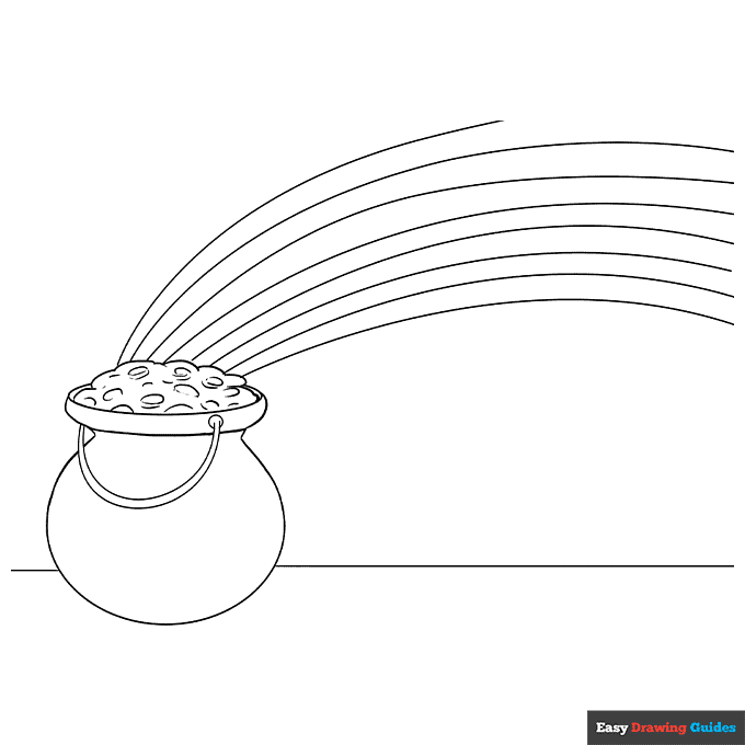 Pot of gold coloring page easy drawing guides