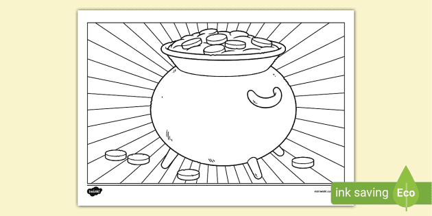 Pot of gold colouring sheetmagicalgoldenpot of gold