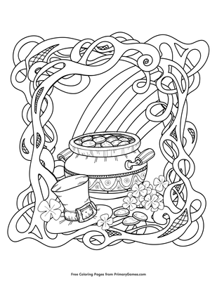 Rainbow and pot of gold coloring page â free printable pdf from