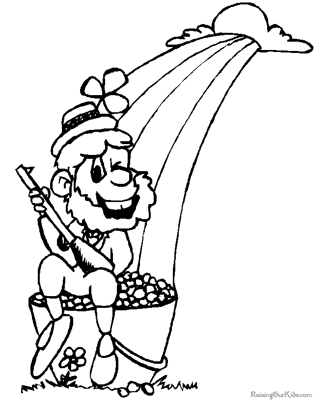 Printable pot of gold colouring page