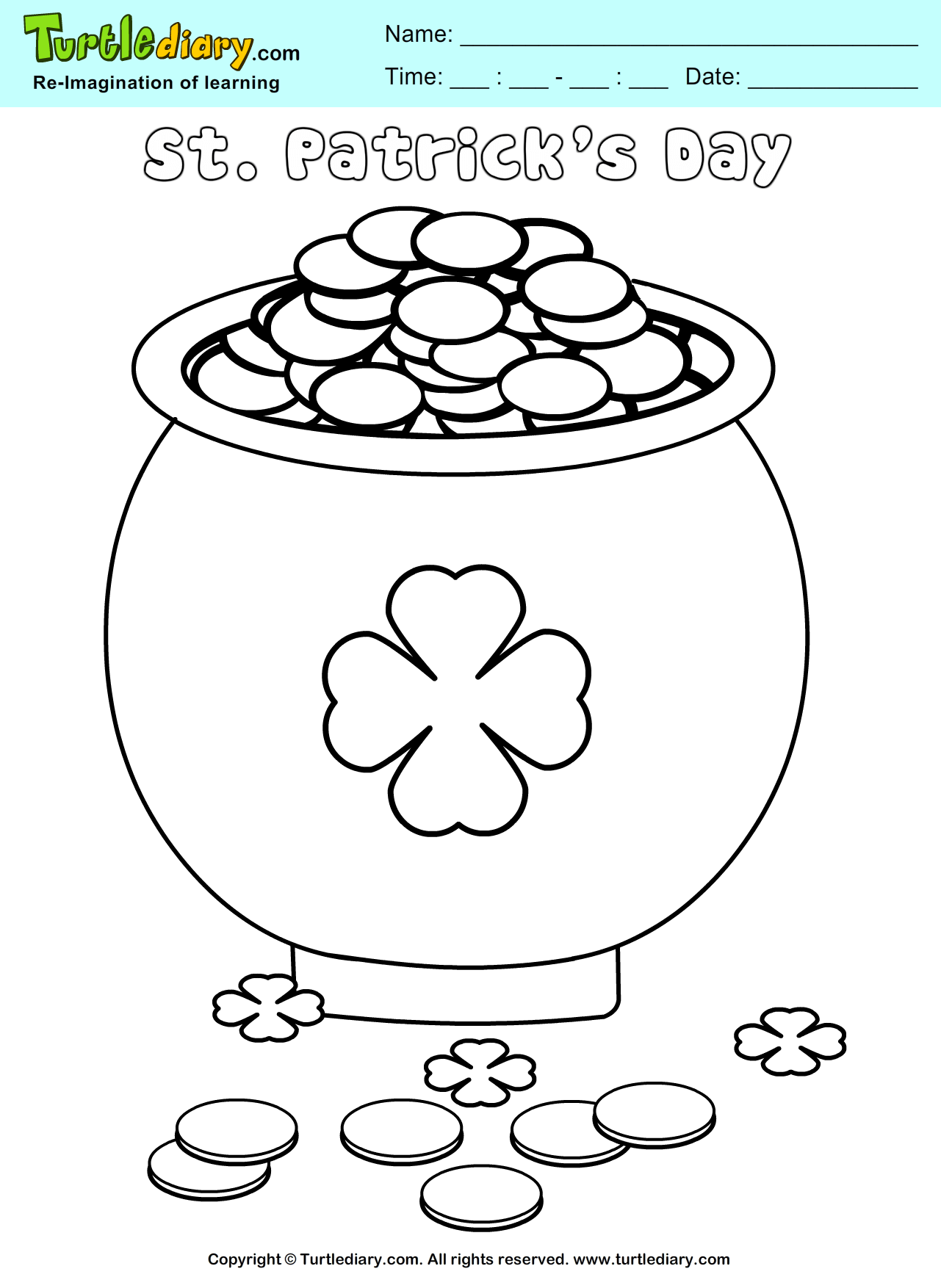 Pot of gold coloring sheet turtle diary