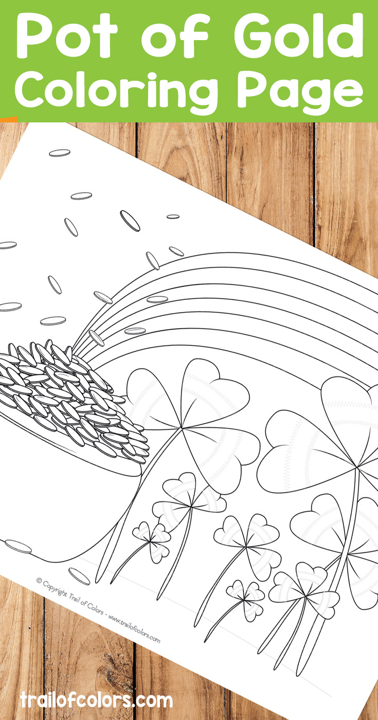 Free pot of gold coloring page for kids
