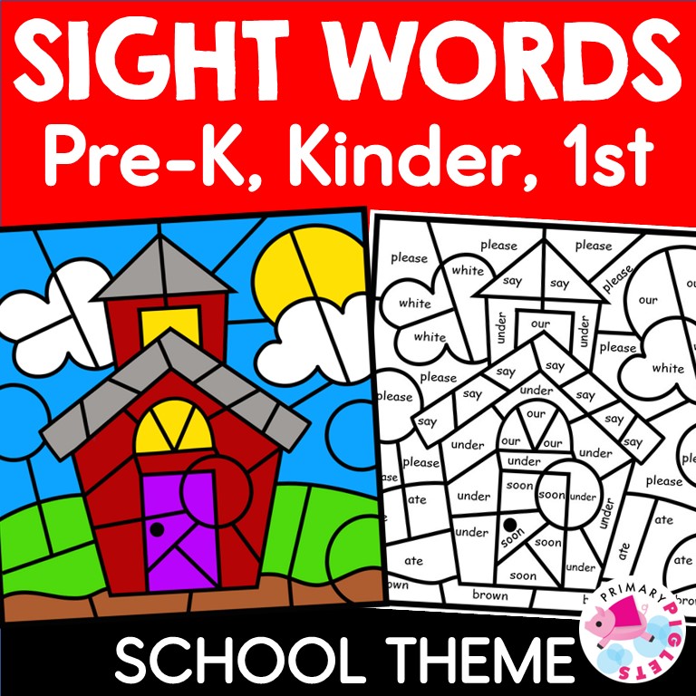 Back to school color by sight words pre
